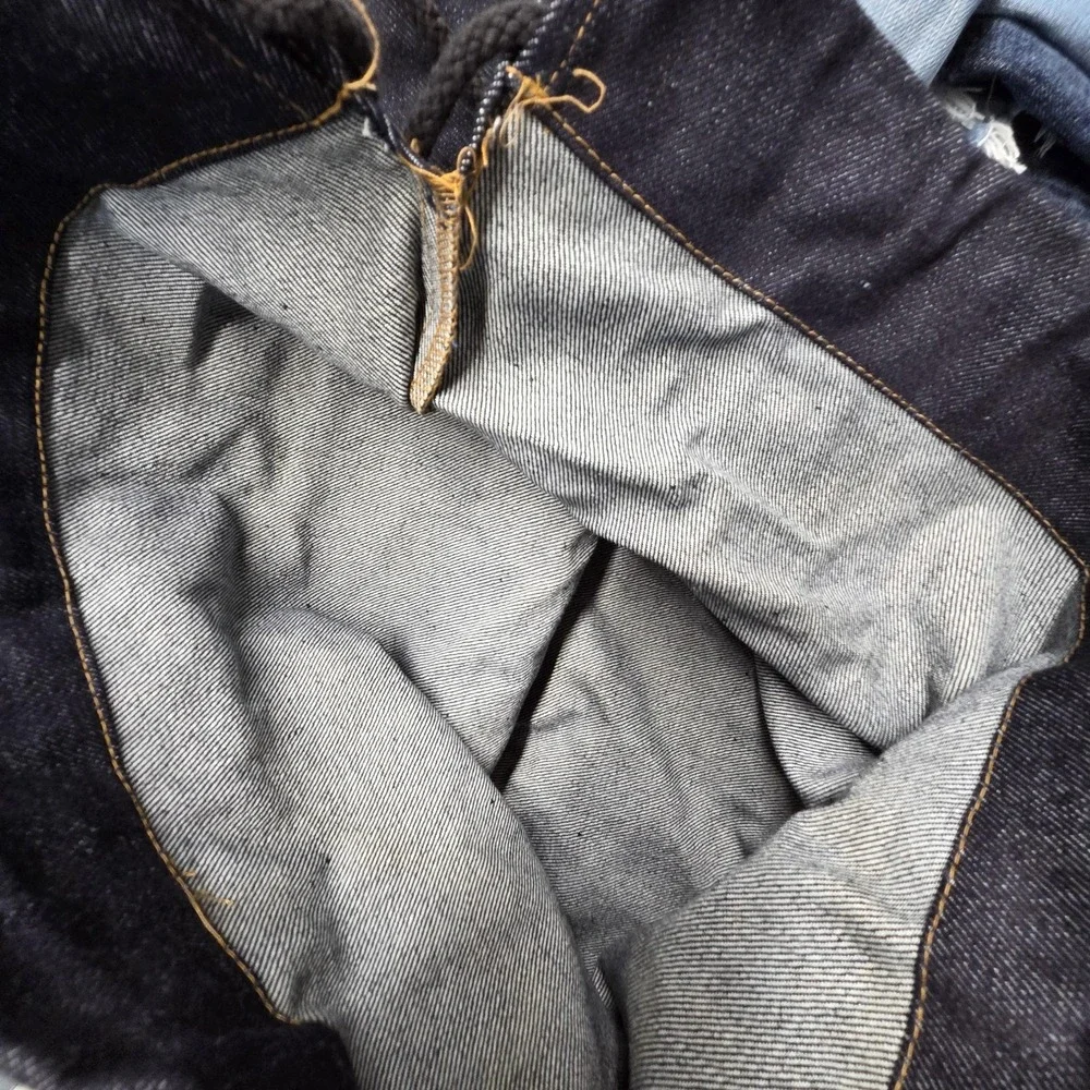Vintage Levis Denim Drawstring Bag Blue Cinch Red Tab Dark Wash